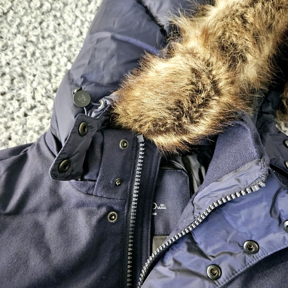 Massimo Dutti Men's S Small Navy Blue Wool Down Parka Coat Hooded Puffer Jacket - Picture 5 of 15